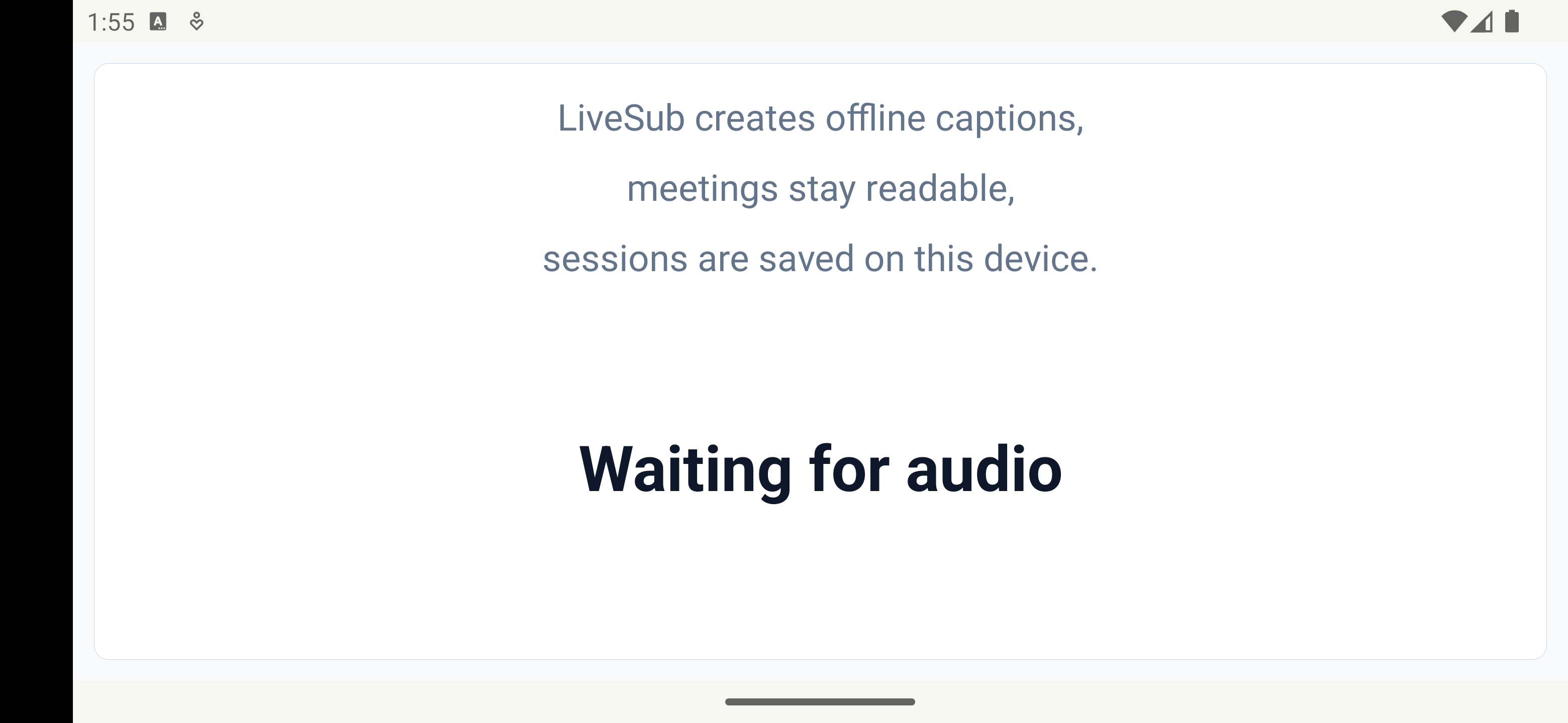 LiveSub landscape caption view